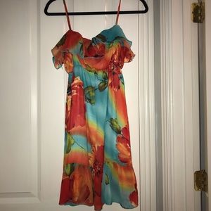 Orange and blue floral dress